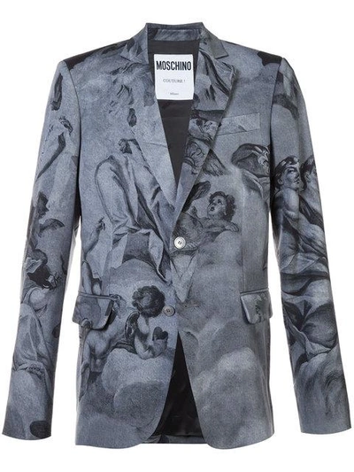 Shop Moschino Blazer With Angels - Grey