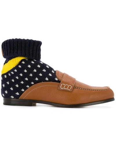 Shop Loewe Sock Boot Loafers In Brown