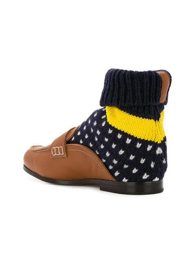 Shop Loewe Sock Boot Loafers In Brown