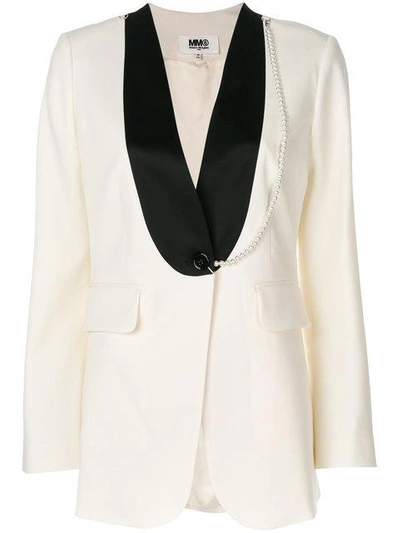 Shop Mm6 Maison Margiela Contrast Suit Jacket - White