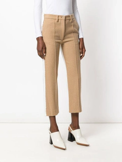 Shop Mm6 Maison Margiela Contrast Panel Cropped Trousers In Neutrals