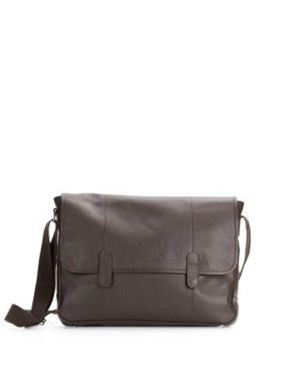 Shop Cole Haan Leather Messenger Bag In Chocolate