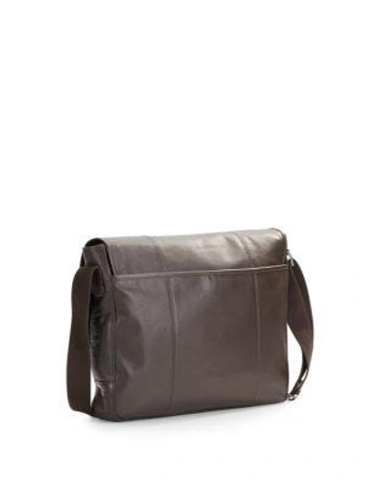 Shop Cole Haan Leather Messenger Bag In Chocolate