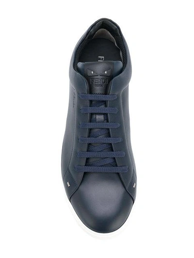 Shop Fendi Bag Bugs Lace-up Sneakers - Blue