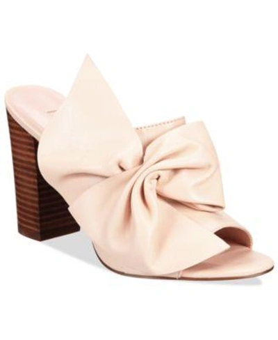 Shop Avec Les Filles Marie Bow Block-heel Slides In Pink Sand
