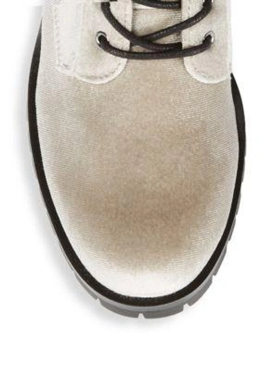Dolce Vita Palmer Velvet Combat Booties In Silver Velvet ModeSens