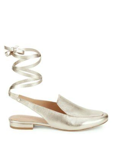 Shop Sigerson Morrison Ankle-tie Leather Shoes In Gold