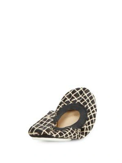 Shop Yosi Samra Fur & Leather Slip-on Flats In Black