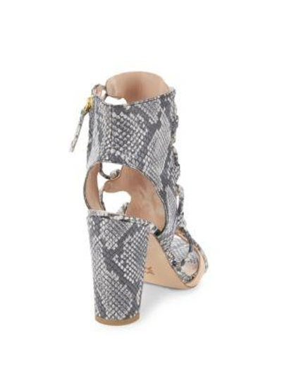 Shop Bcbgeneration Fay Snake-embossed Leather Cage Sandals