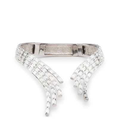Shop Giuseppe Zanotti - Baguette Crystal Brass Necklace Vera In Silver