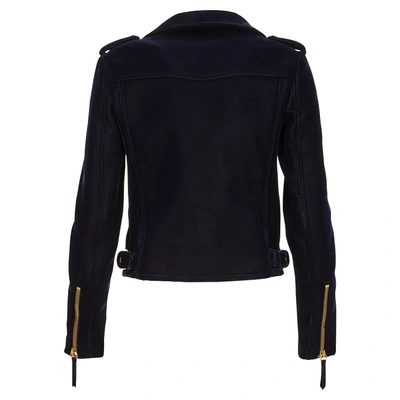 Shop Giuseppe Zanotti Velvet Biker Jacket Ziggy In Blue