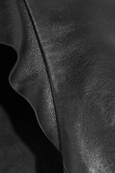 Shop Isabel Marant Glenside Cropped Ruffled Leather Top In Black