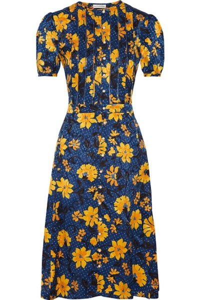 Shop Altuzarra Madelena Pleated Floral-print Silk-jacquard Dress
