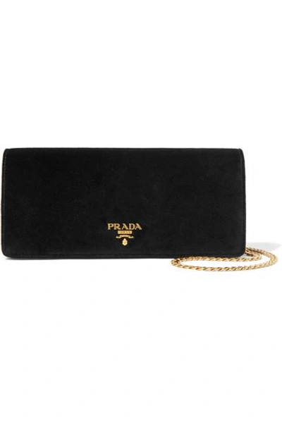 Shop Prada Velvet Shoulder Bag In Black
