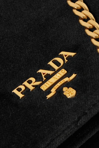 Shop Prada Velvet Shoulder Bag In Black