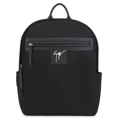 Shop Giuseppe Zanotti Fabric Backpack With Signature Baron In Black