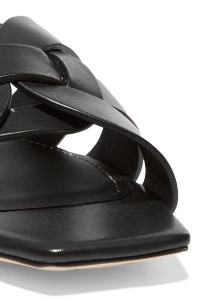 Shop Saint Laurent Nu Pieds Woven Leather Slides In Black