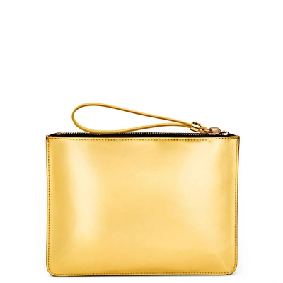 Shop Giuseppe Zanotti - 250x200 Mm Mirrored Gold Leather Clutch Margery