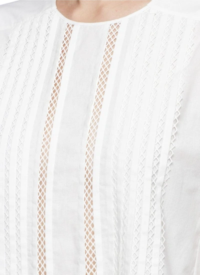 Shop Chloé Geometric Ladder Lace Trim Cotton Blouse