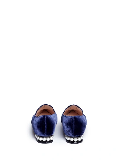 Shop Nicholas Kirkwood 'casati' Faux Pearl Heel Velvet Skimmer Loafers