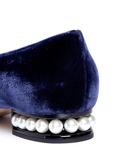 Shop Nicholas Kirkwood 'casati' Faux Pearl Heel Velvet Skimmer Loafers