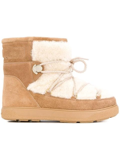 Shop Moncler New Fanny Snow Boots In Brown
