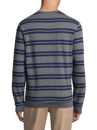 Shop Lacoste Striped Cotton Sweatshirt In Grey