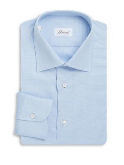 Shop Brioni Textured Cotton Dress Shirt In Light Blue