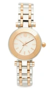 Tory Burch The Classic T Two-tone Bracelet Watch, Silvertone/rose-golden In Silver-yellow Gold