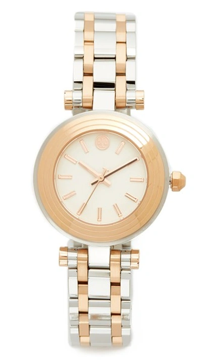 Tory Burch The Classic T Two-tone Bracelet Watch, Silvertone/rose-golden In  Silver/ Ivory/ Rose Gold | ModeSens