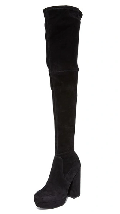 Alice And Olivia Alice + Olivia Woman Hampton Suede Platform Thigh Boots Black