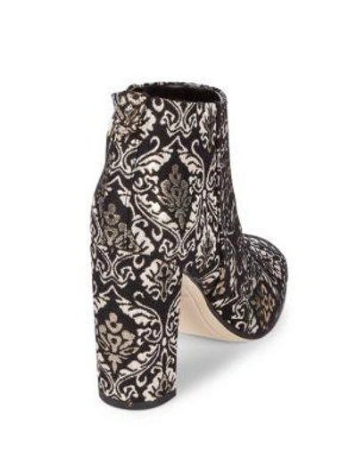 Shop Sam Edelman Cambell Floral Leather Booties In Black Gold
