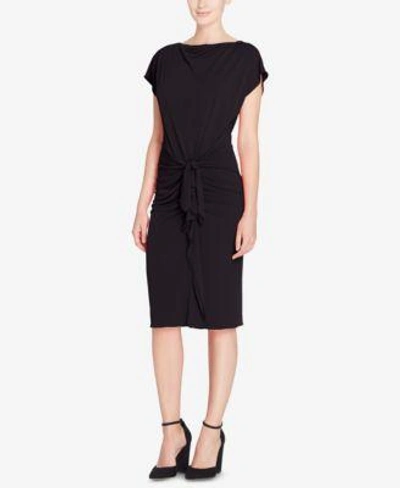 Shop Catherine Malandrino Catherine  Char Cotton Tie-front Dress In Black Beauty