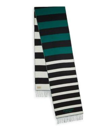 Burberry Multi Stripe Scarf In Emerald Green