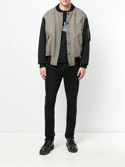 Shop Stella Mccartney Dogtooth Bomber Jacket In Brown