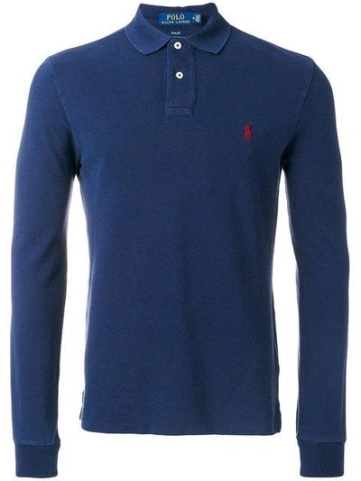 Shop Polo Ralph Lauren Classic Long Sleeve Polo In Blue
