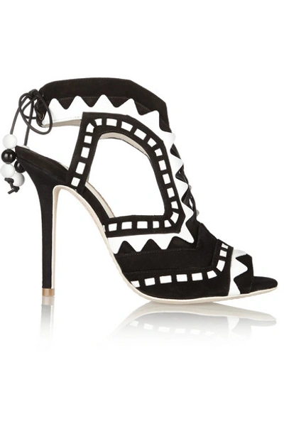 Shop Sophia Webster Riko Cutout Patent-leather And Suede Sandals In Black