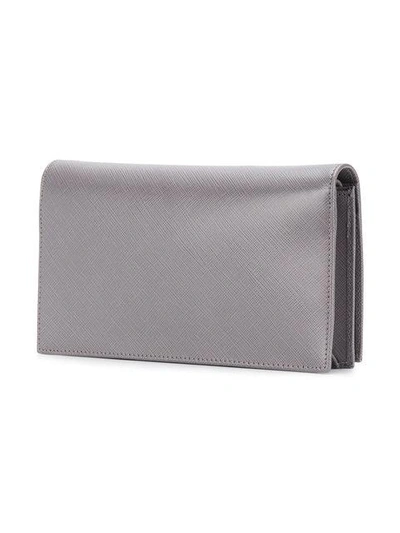 Shop Ferragamo Vara Chain Wallet In Grey