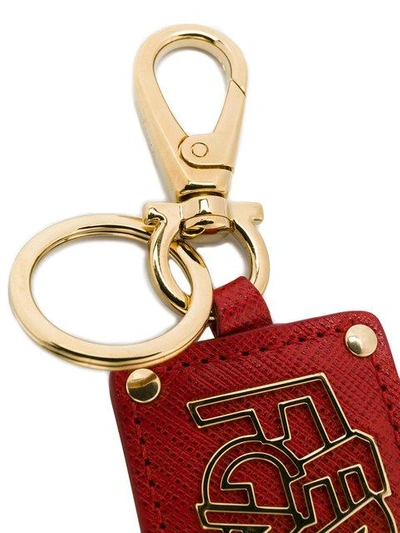 Shop Ferragamo Salvatore  Logo Plaque Keychain - Red