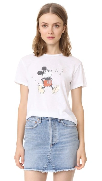 David Lerner Whistling Mickey Crew Neck Tee In White