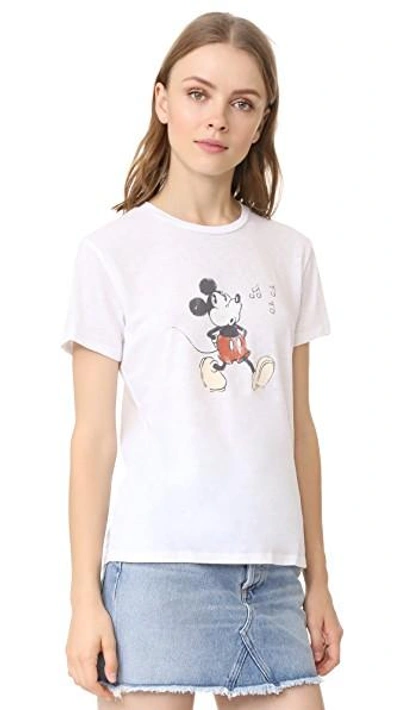 Shop David Lerner Whistling Mickey Crew Neck Tee In White