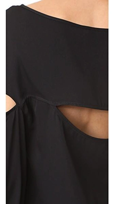 Shop Milly Stretch Silk Dahlia Blouse In Black