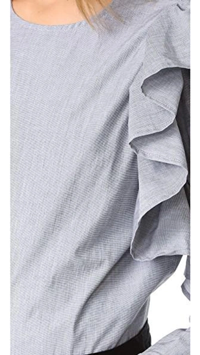 Shop Clu Ruffled Shirt In Grey