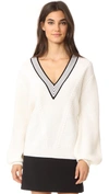 CARVEN DEEP V CABLE KNIT SWEATER