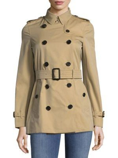Burberry Back Overlay Cotton Double-breasted Coat In Beige