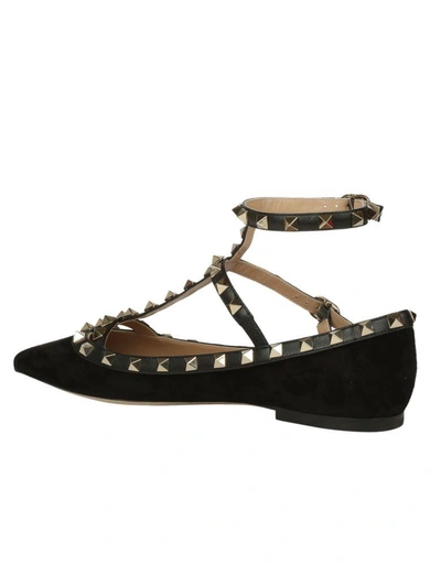 Shop Valentino Rockstud Ballerinas In Black