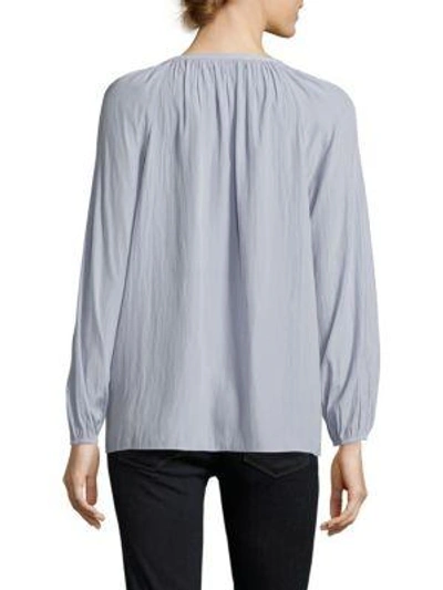 Shop Ramy Brook Patty V-neck Long-sleeve Top In Blue