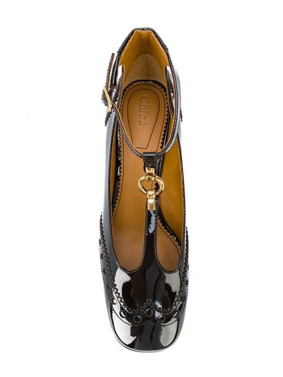 Shop Chloé Perry T-bar Pumps - Brown