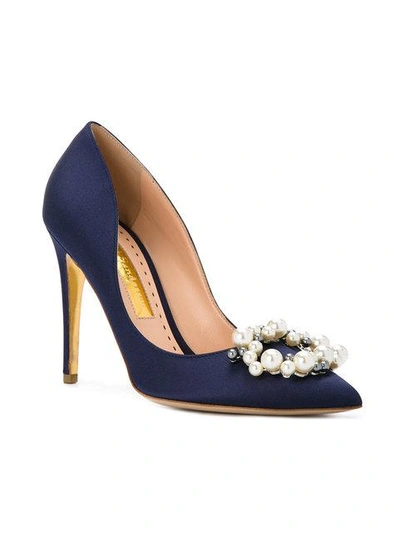 Shop Rupert Sanderson Embellished Pointed Toe Pumps