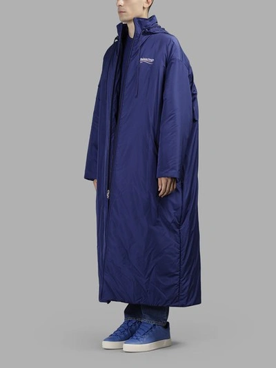 Shop Balenciaga Men's Blue Padded Raincoat